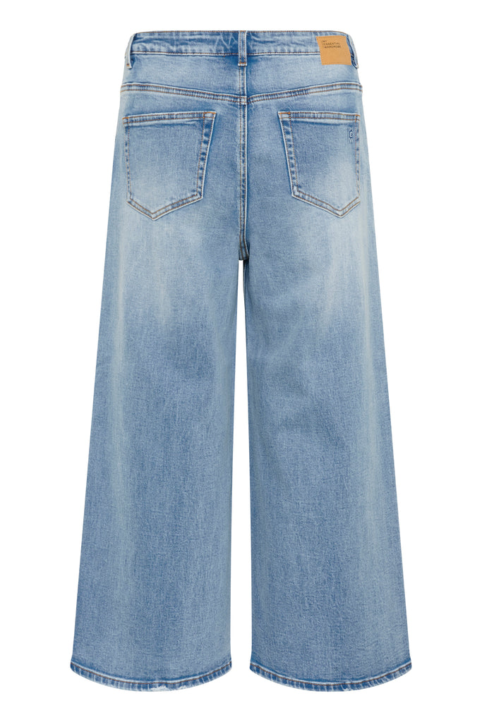 Light blue jeans on a white background