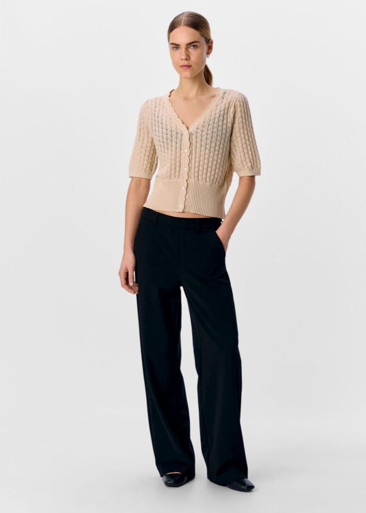 Object Short Knit Cardigan in Sand