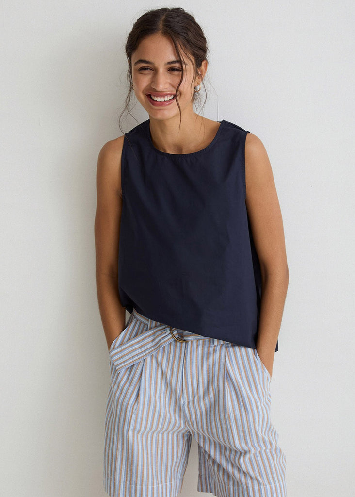 YERSE Stripped Cotton Shorts Blue