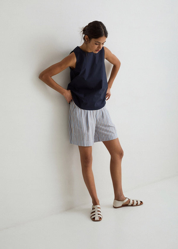 YERSE Stripped Cotton Shorts Blue