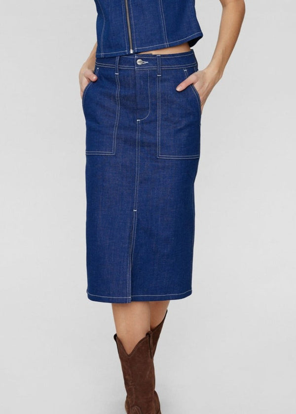 Numph NUISSA Skirt in Dark Blue Denim