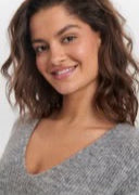 Nuriette Rib V-Neck Pullover In Medium Grey mel