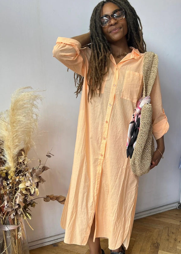 ØST London Helene Shirt Dress in Coral