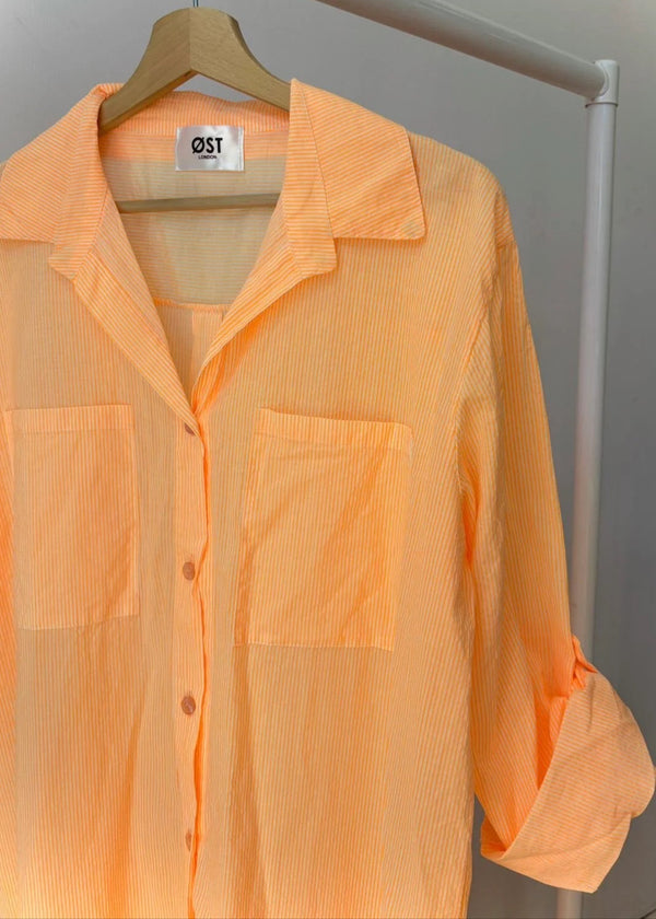 ØST London Helene Shirt Dress in Coral