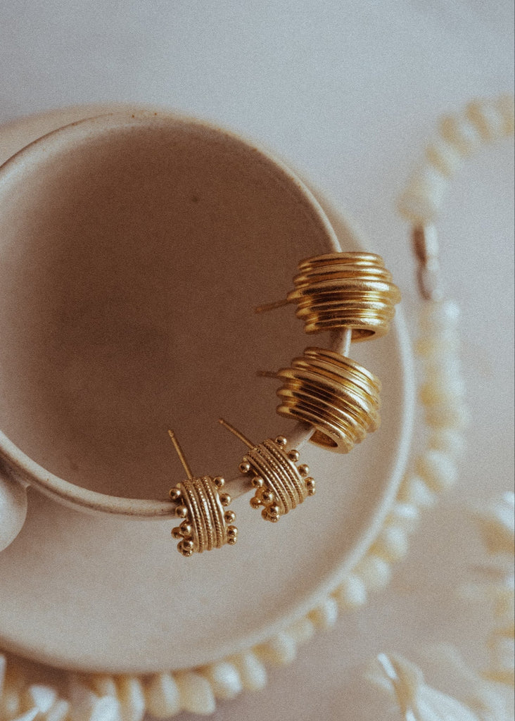 Chunky Ripple Hoop Earrings Cuffs