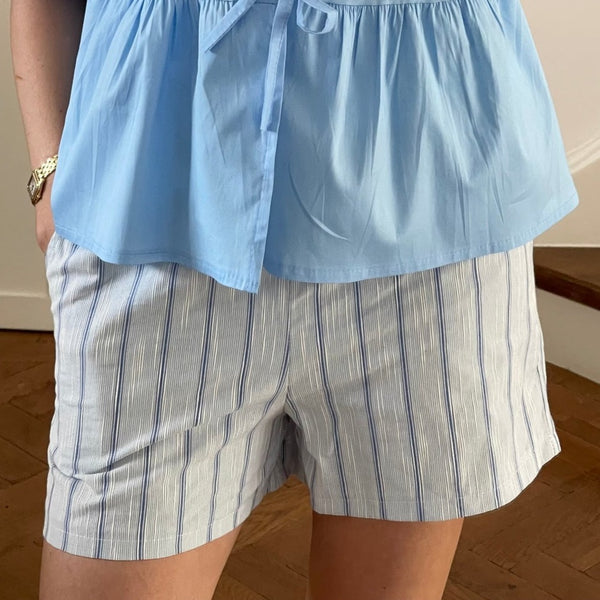 ØST London Sanne Striped Shorts in Blue