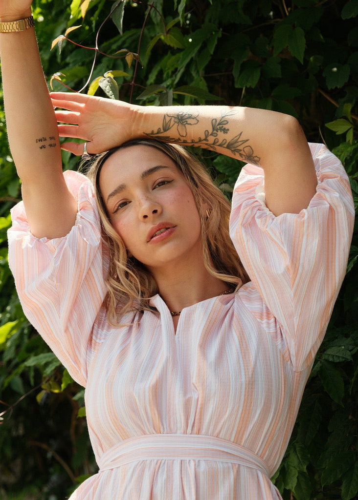 YERSE Dress Puffed Sleeves Pink