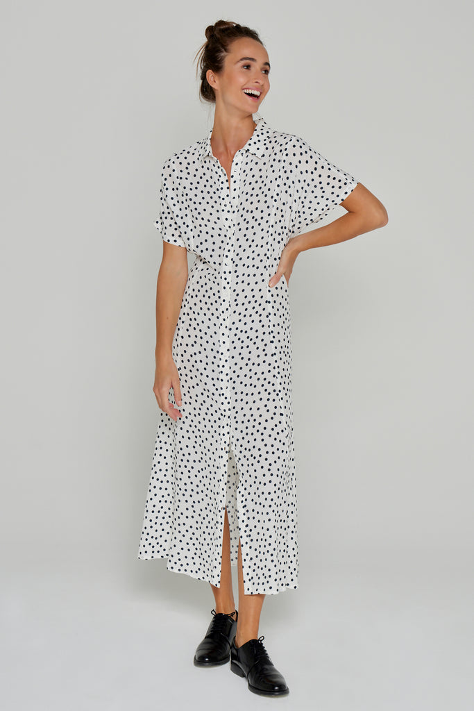 Five Maelle Polka Dot Dress in White