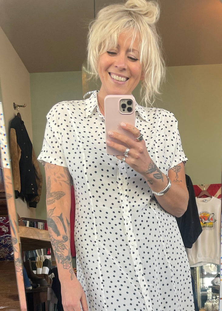 Five Maelle Polka Dot Dress in White