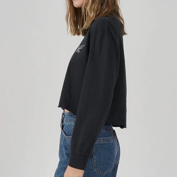 Thrills Iron Eagle LS Merch Super Crop Tee - Twilight Black