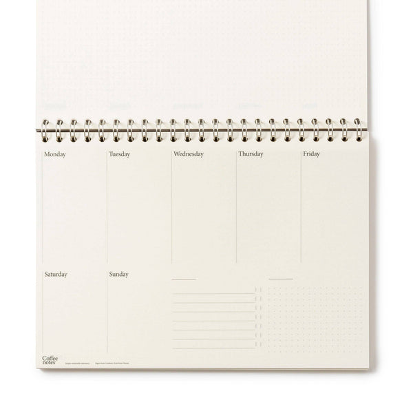 Weekly planner with days of the week on a white background