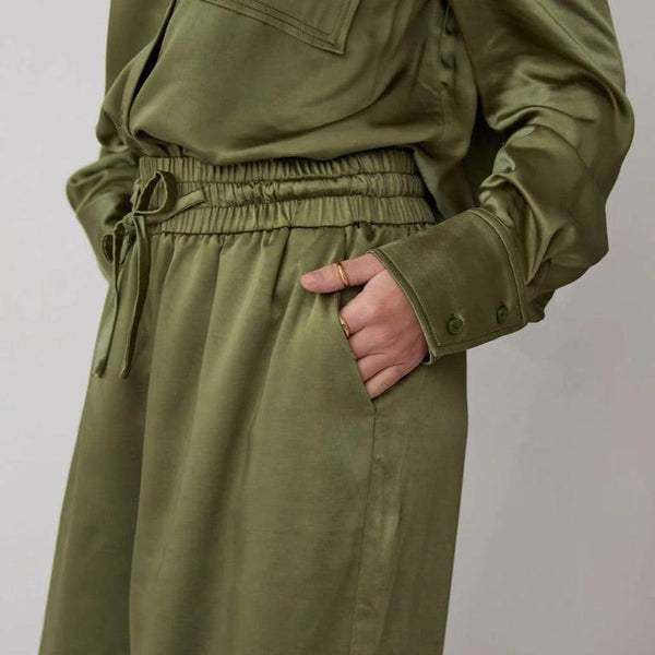 Ebba Khaki Satin Trousers