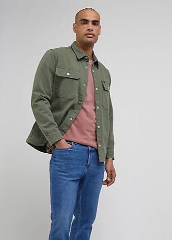 Lee Workwear Overshirt In Olive Grove