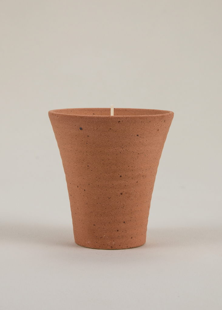 Terracotta pot on a beige background
