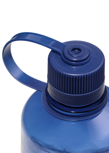 Blue water bottle cap with a handle on a white background