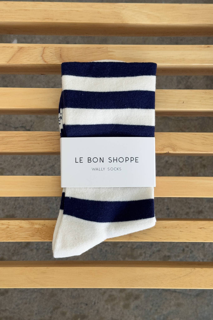 Le Bon Shoppe Wally Socks Wide Navy Stripe