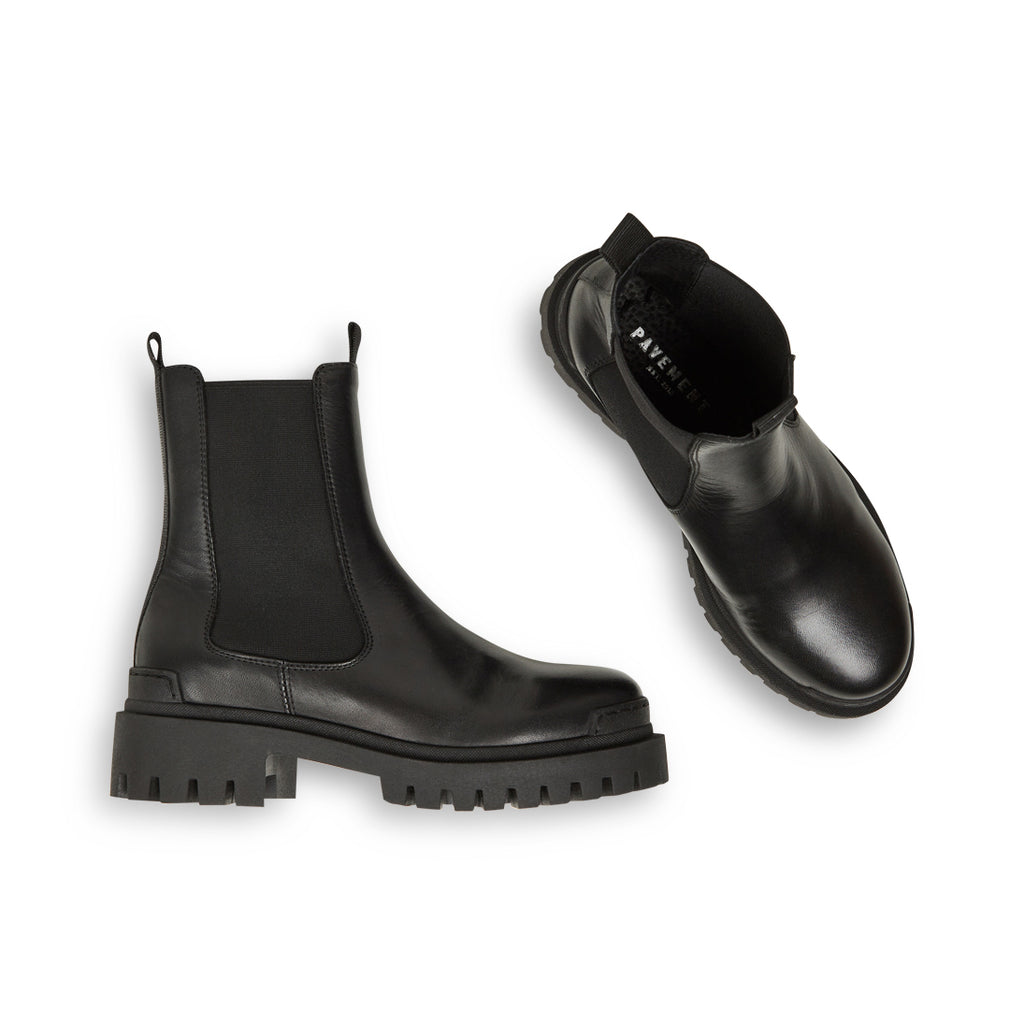 Pavement Malou Boots Platform sole Black Leather