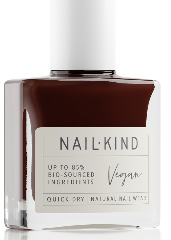 Nail polish bottle with 'NAIL-KIND' label on a white background