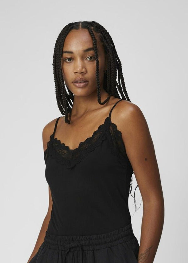 OBJECT Lace Sleeveless Top in Black