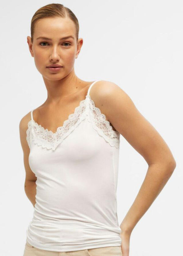 Lace Sleeveless Top in White