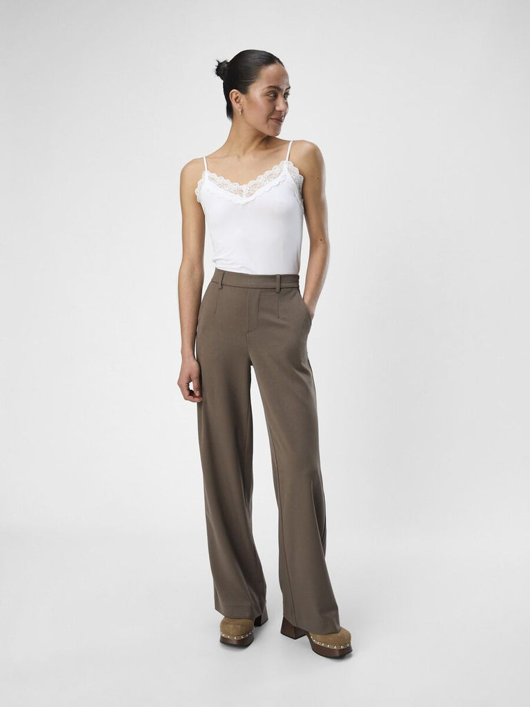 OBJECT Lisa Wide Leg Trouser in Morel