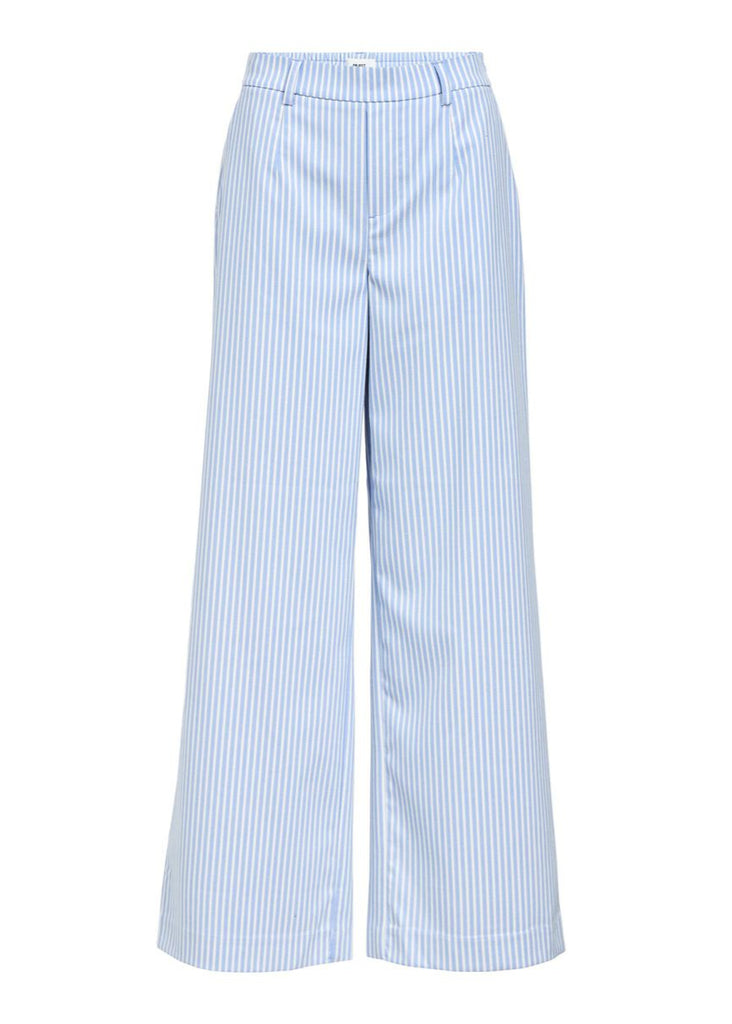 Lisa Wide Leg Trouser in Blue Stripe