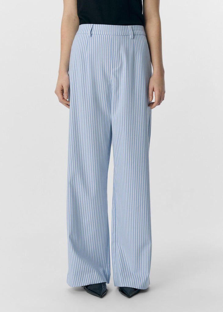Lisa Wide Leg Trouser in Blue Stripe