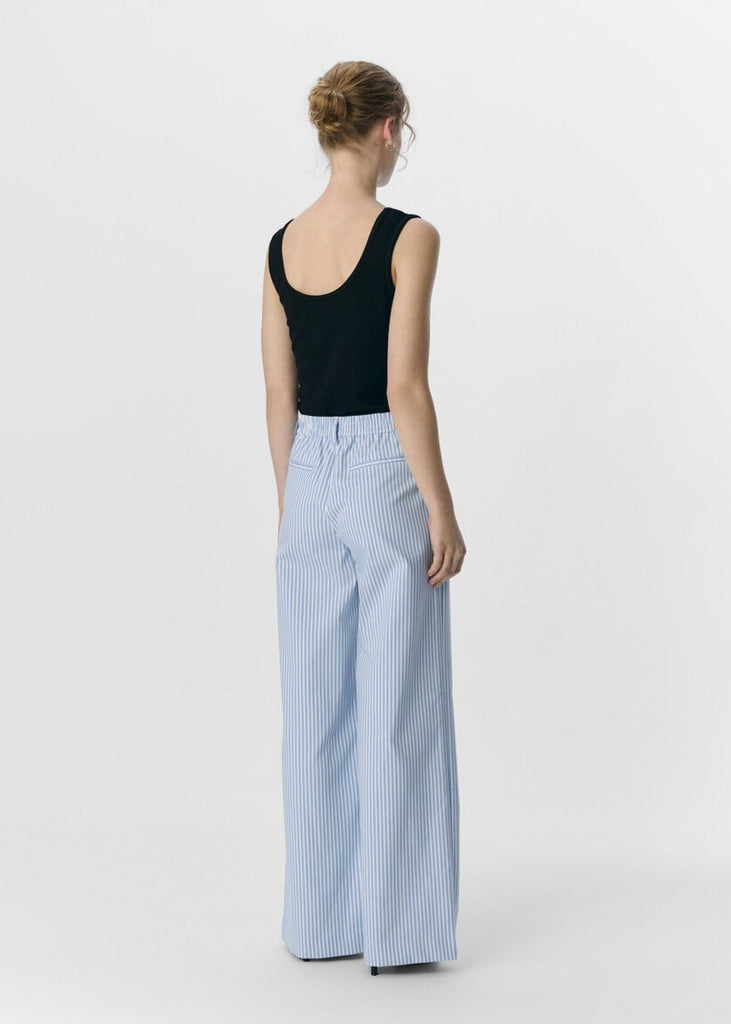 Lisa Wide Leg Trouser in Blue Stripe