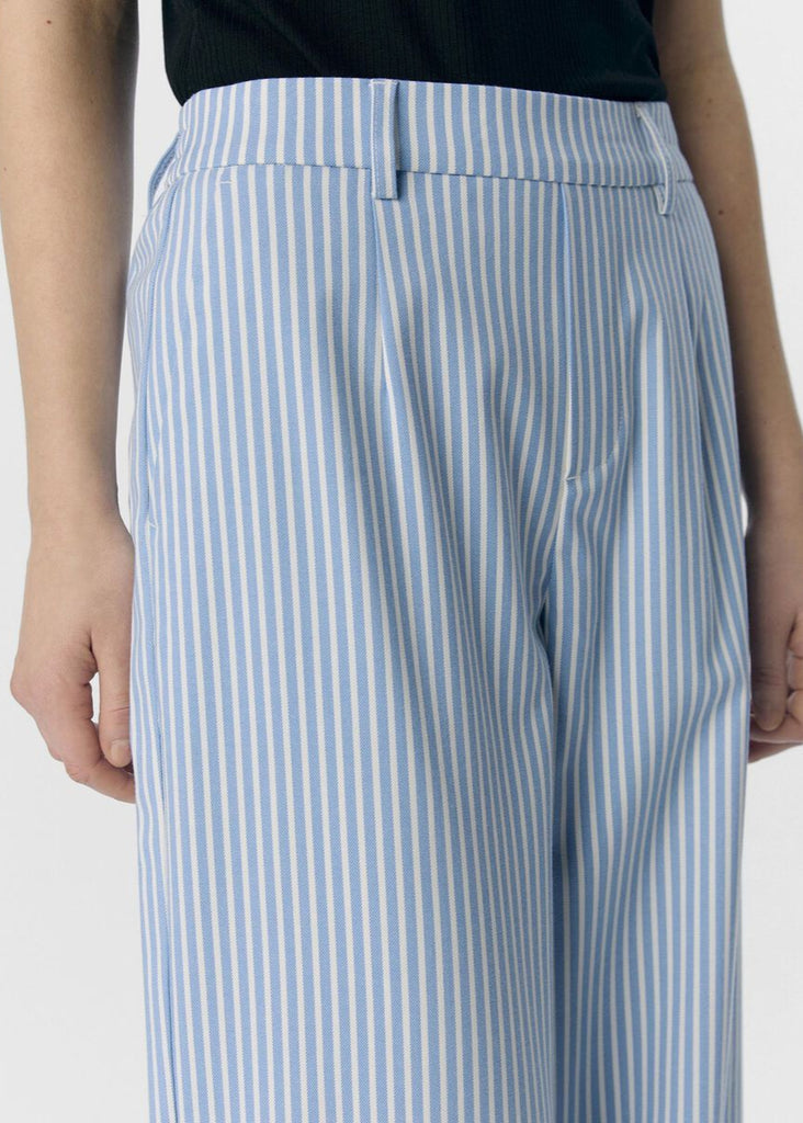 Lisa Wide Leg Trouser in Blue Stripe