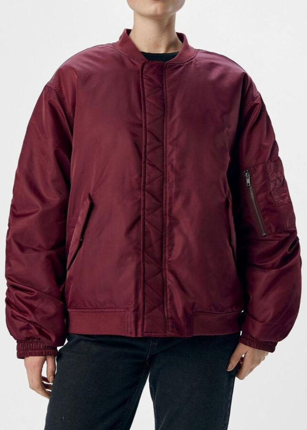 Oversized Bomber Jacket in Burgundy