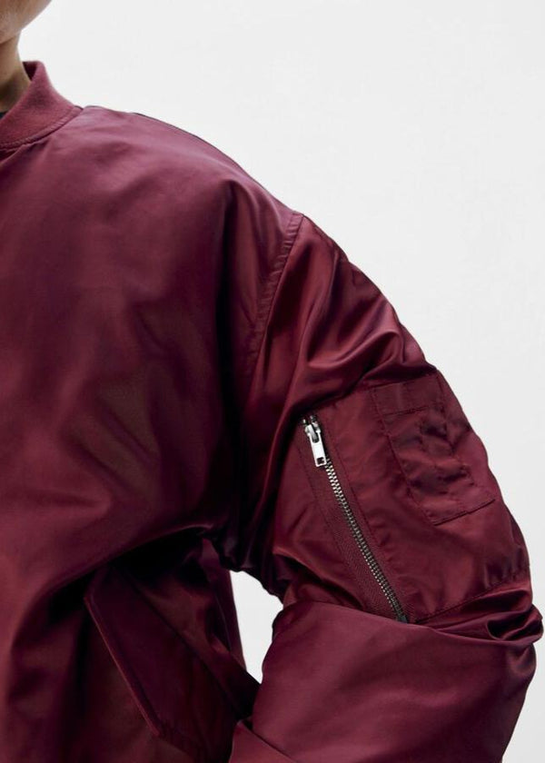 Oversized Bomber Jacket in Burgundy