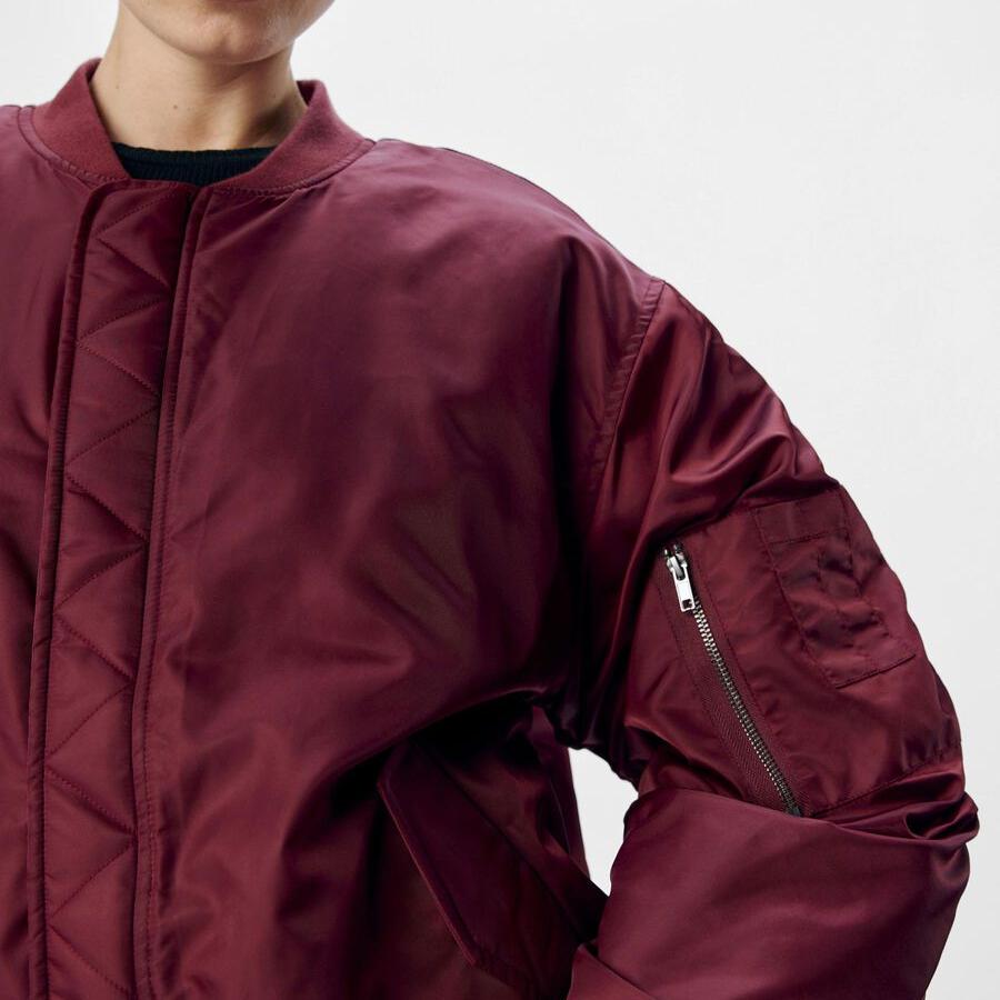 Oversized Bomber Jacket in Burgundy