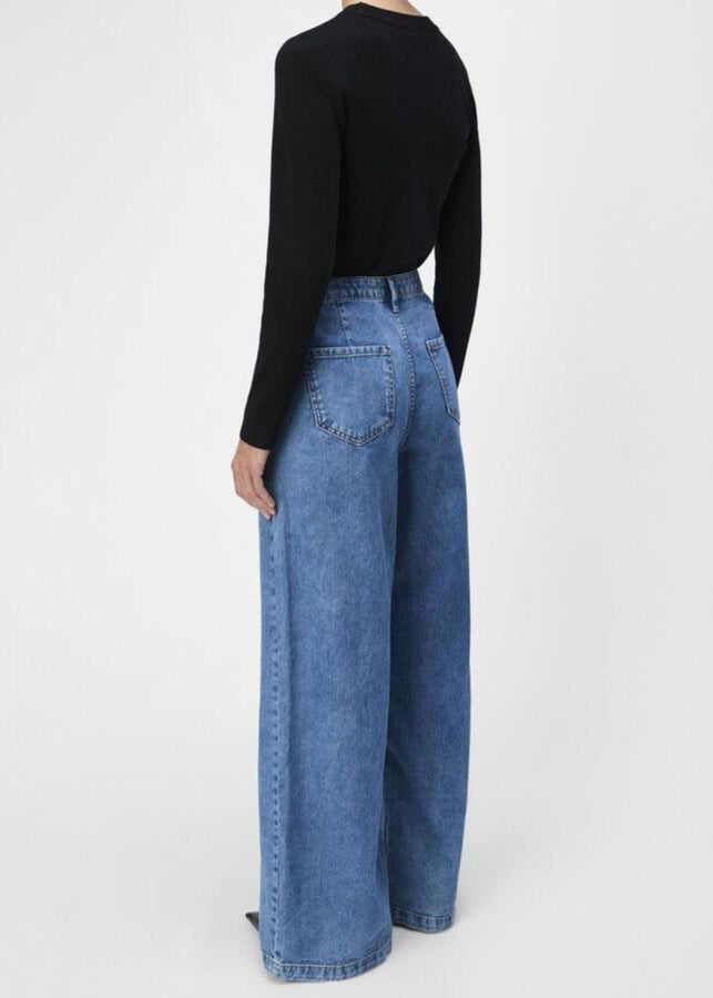 Object Wide Fit Jeans in Medium Blue Denim