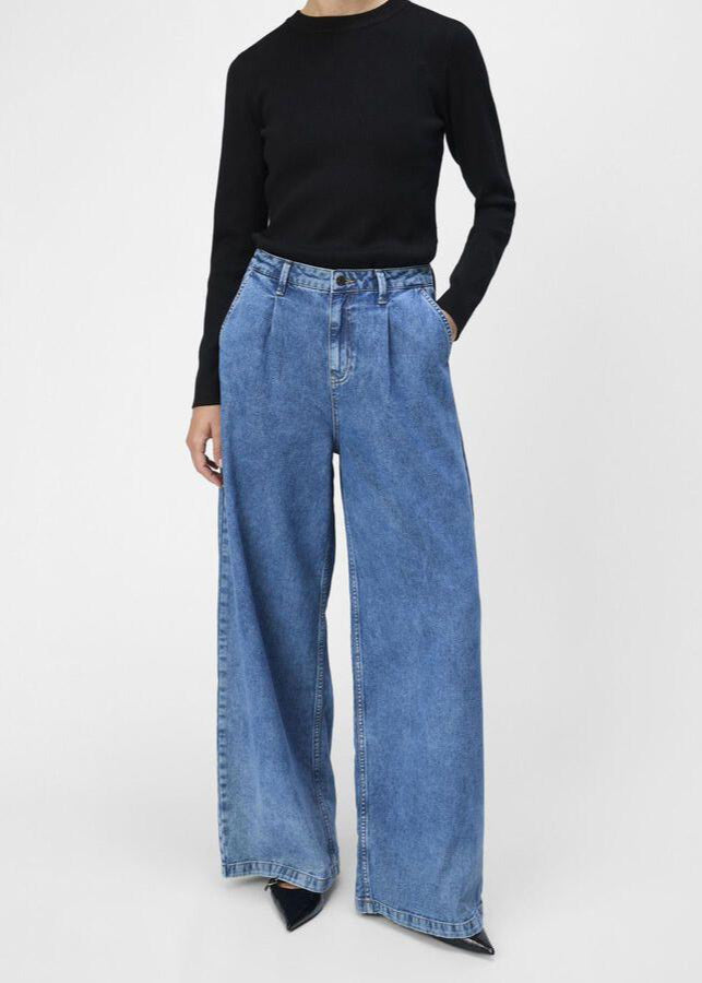 Object Wide Fit Jeans in Medium Blue Denim