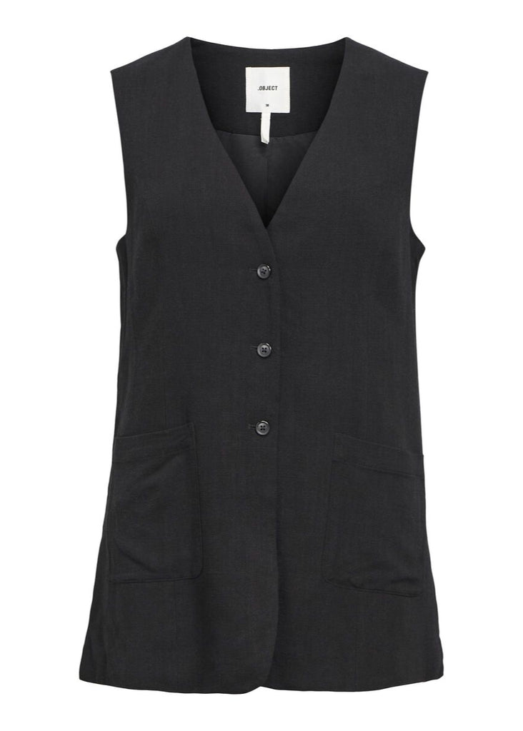 Object Longline Waistcoat In black