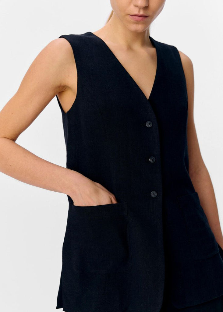 Object Longline Waistcoat In black