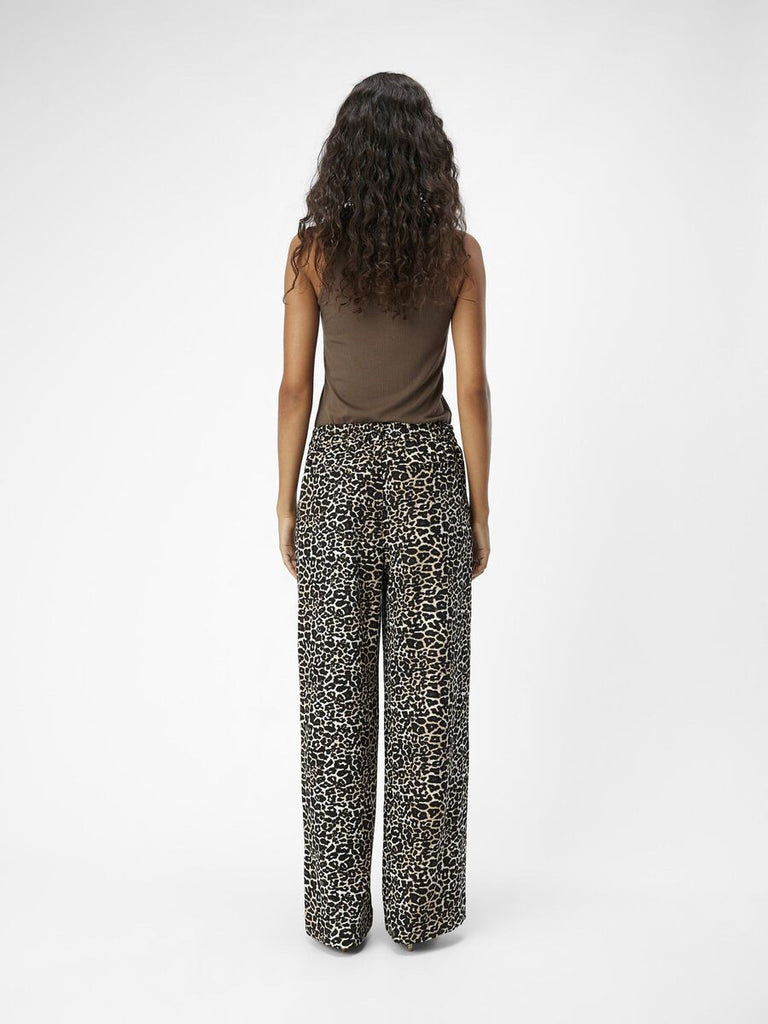 OBJECT Lisa Wide Leg Trouser in Leopard Print