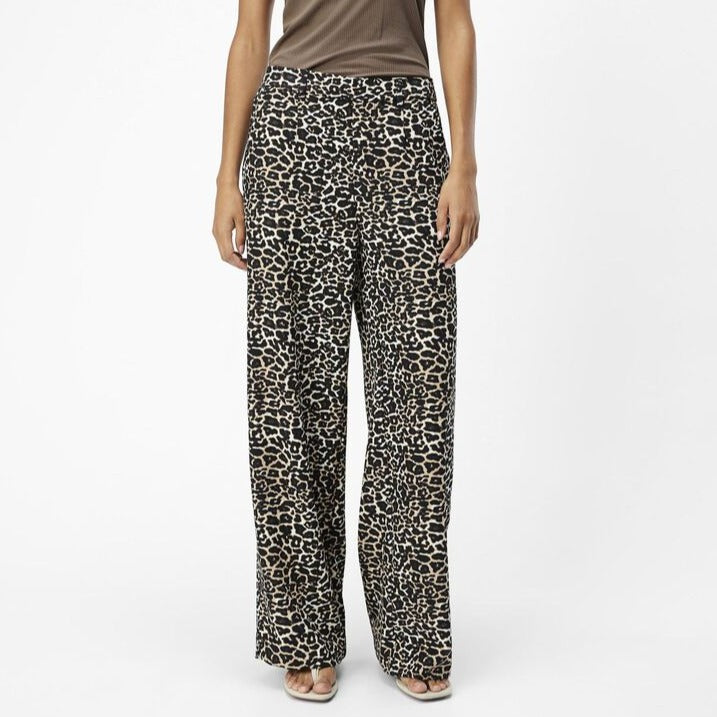 OBJECT Lisa Wide Leg Trouser in Leopard Print