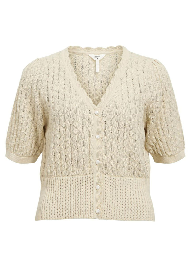 Object Short Knit Cardigan in Sand