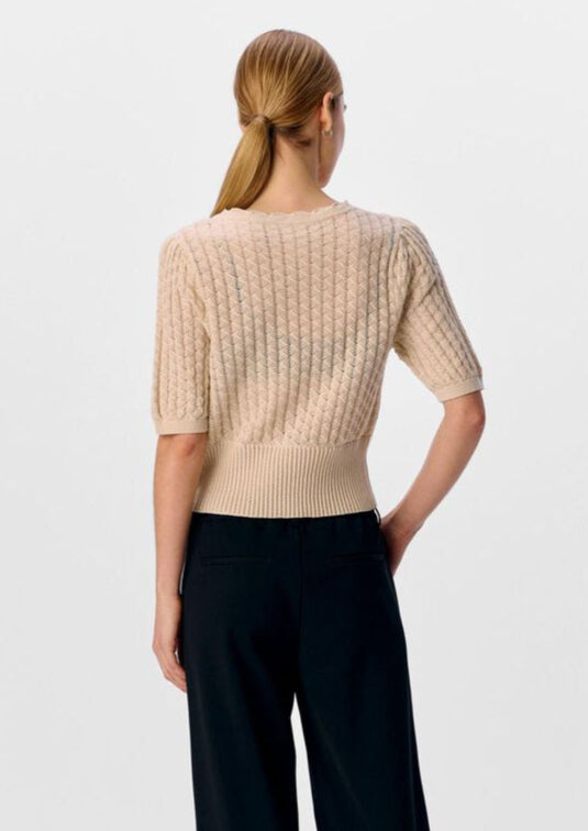 Object Short Knit Cardigan in Sand
