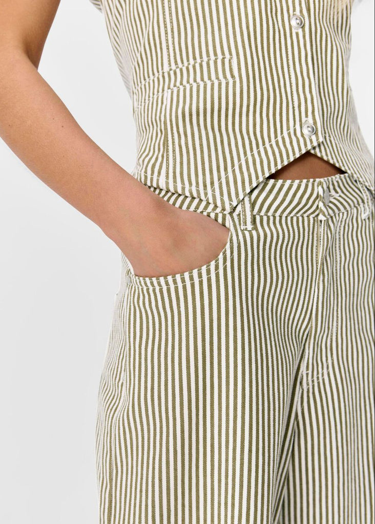 OBJECT Striped Wide Leg Jeans