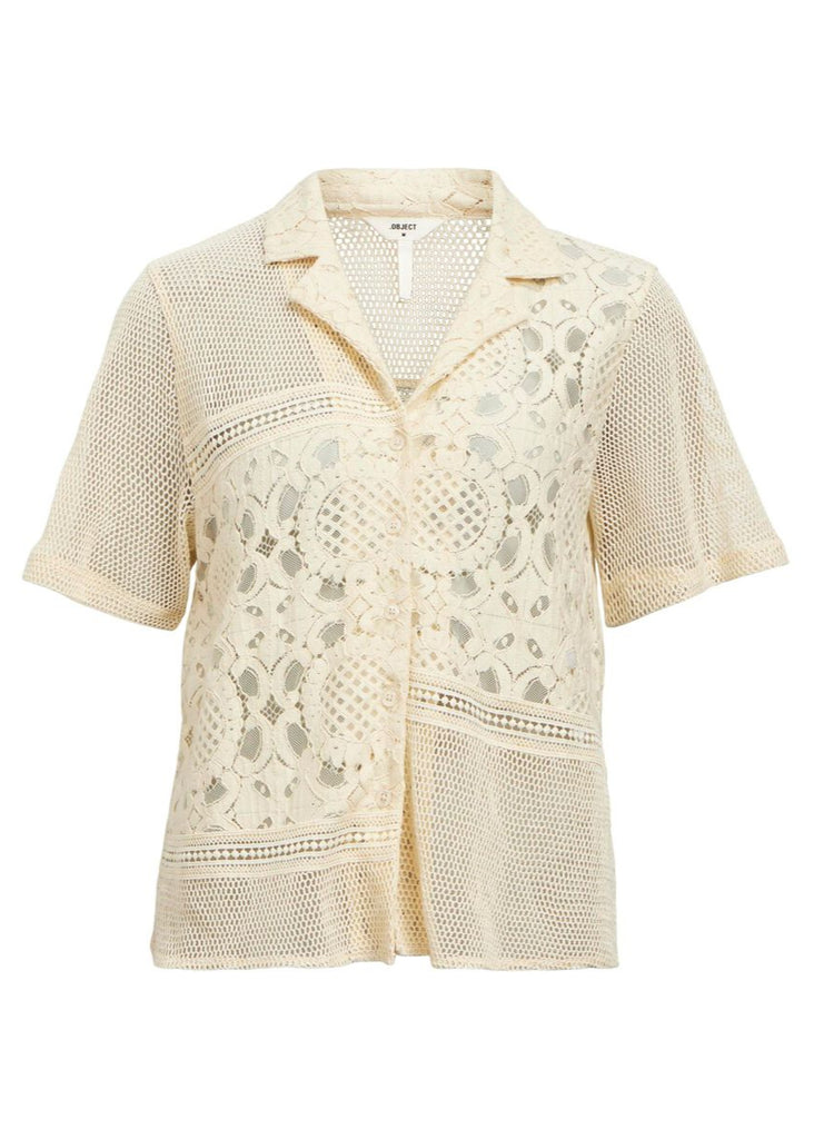 Crocheted Shirt in Sandshell