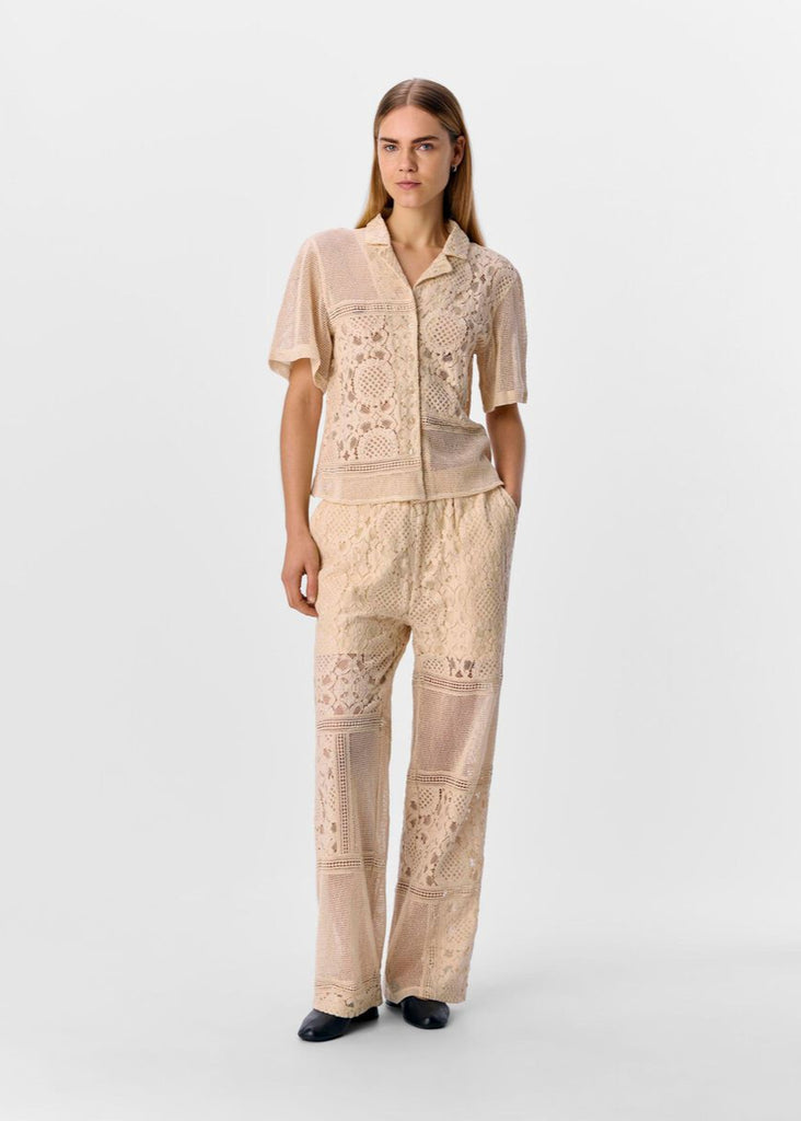 Crocheted Shirt in Sandshell