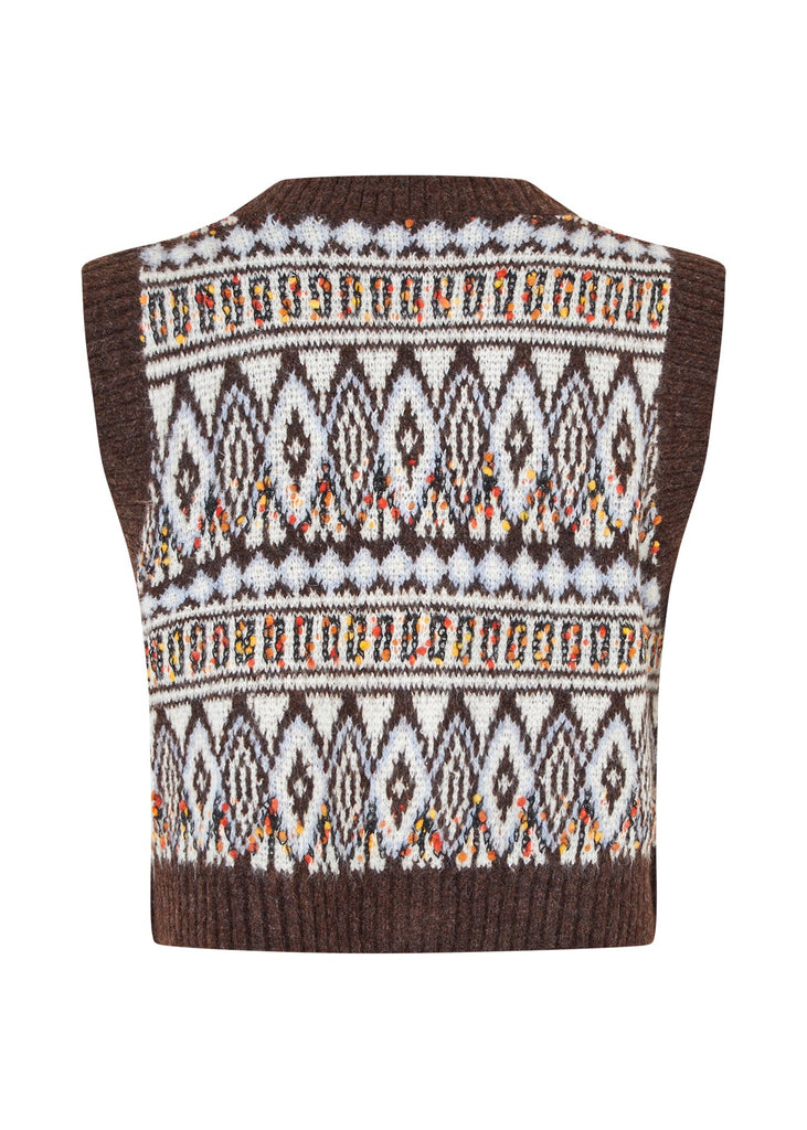 Knitted vest with a pattern on a white background
