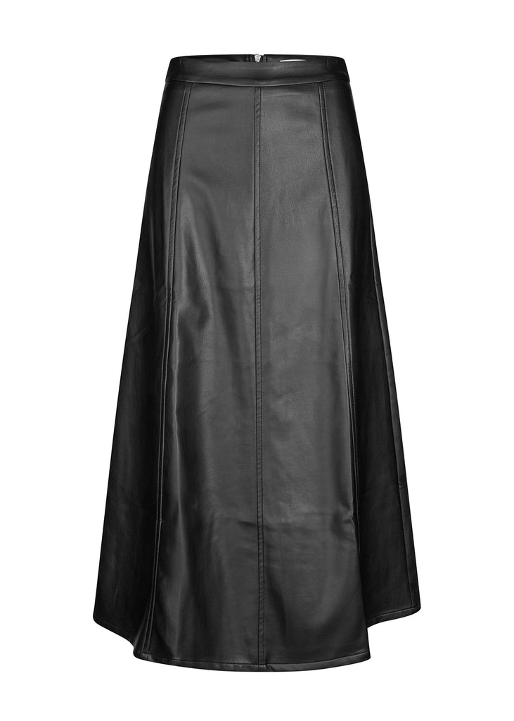 Black leather skirt on a white background