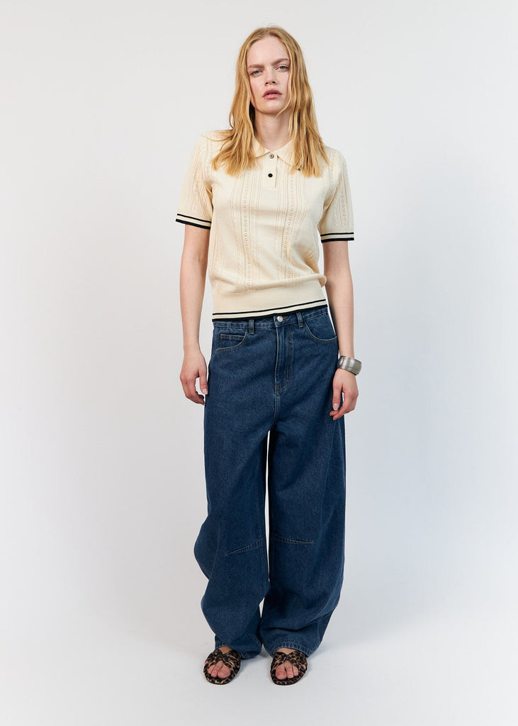  Lolly's Laundry Andrea Polo is a feminine and elegant knitted polo made from a soft and lightweight knit 