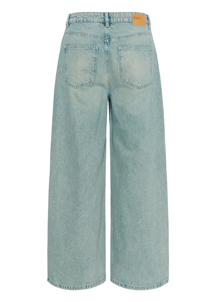 Light blue jeans on a white background