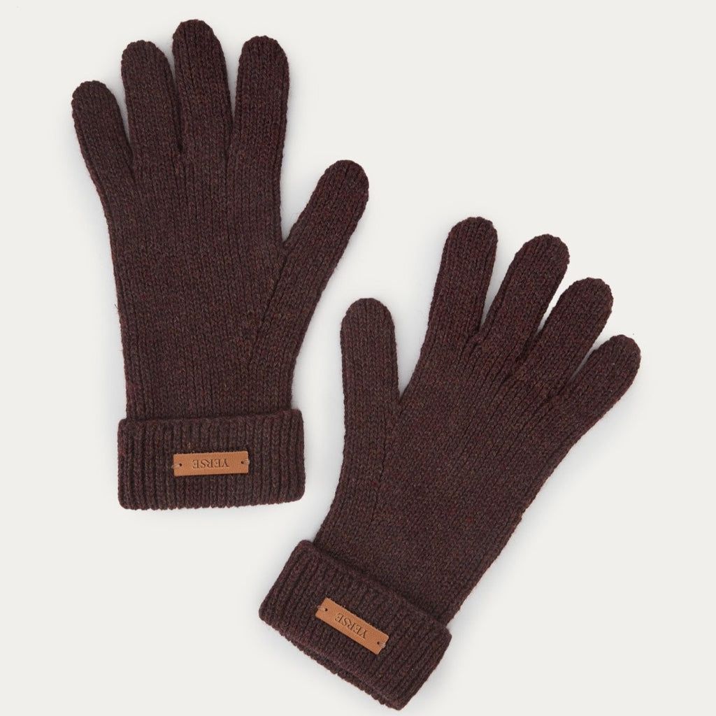 Yerse Ribbed Knit Gloves in Chocolate