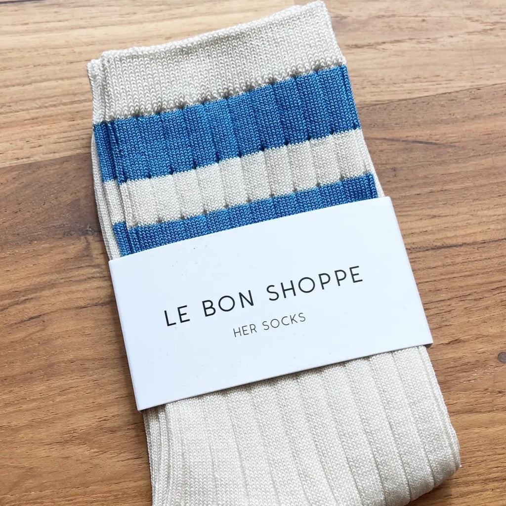 Le Bon Shoppe Varsity Socks in Sugar Blue Stripe