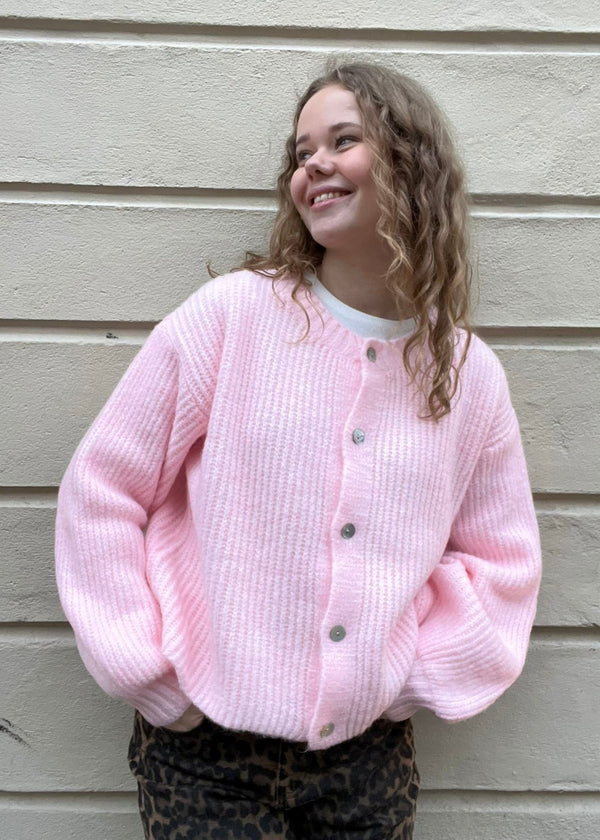 ØST London Frida Wool Cardigan in Light Pink